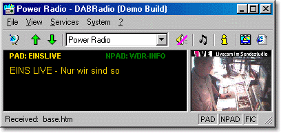 DABRadio application screenshot