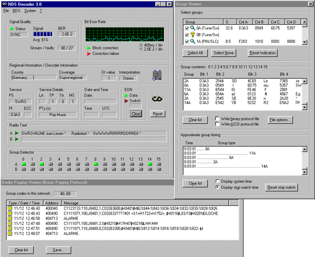 RDS decoder for Windows, screenshot